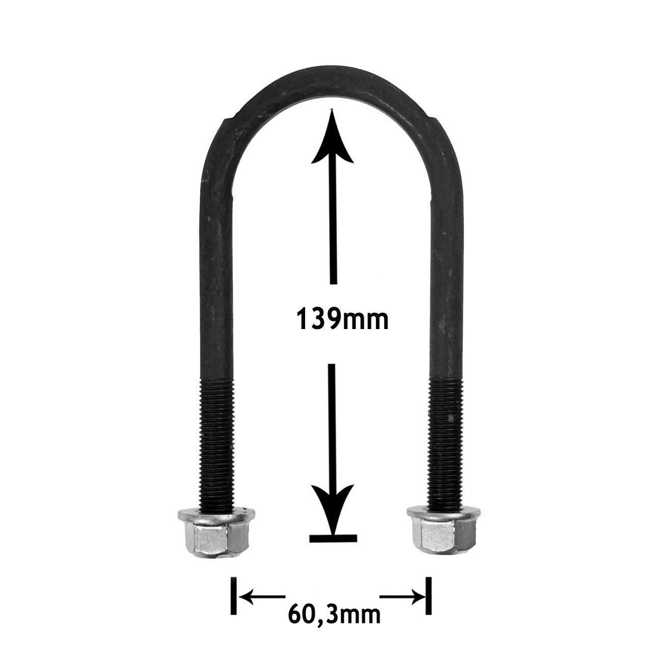 Federbride mit Muttern, 65-66, 1/2" länger