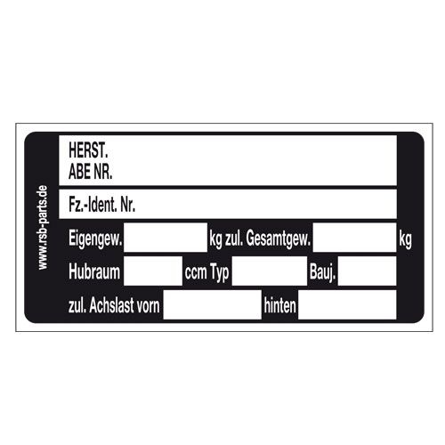 Typenschild - Klebefolie (100x50mm)