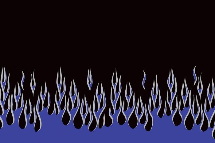 Kotflügelschoner mit - Blue & Silver Flames - Logo, Stück